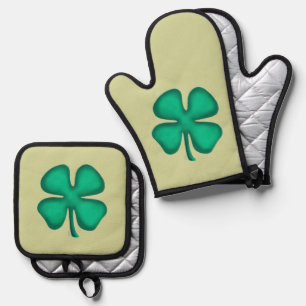 Lucky 4 Leaf Irish Clover ovenwanten pottenhouders Ovenwant & Pannenlap Set