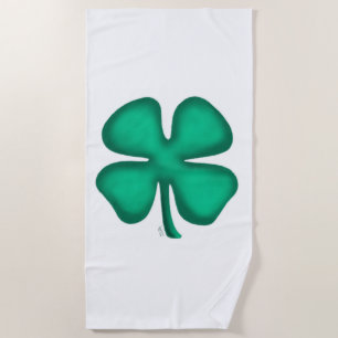 Lucky 4 Leaf Irish Clover serviette de plage