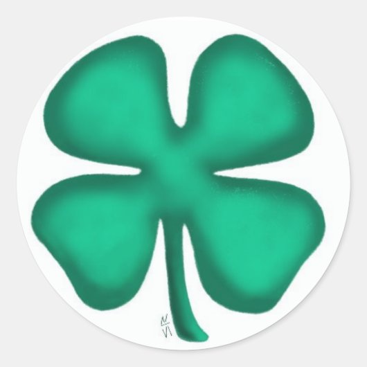 Lucky 4 Leaf Irish Clover small round stickers (Voorkant)