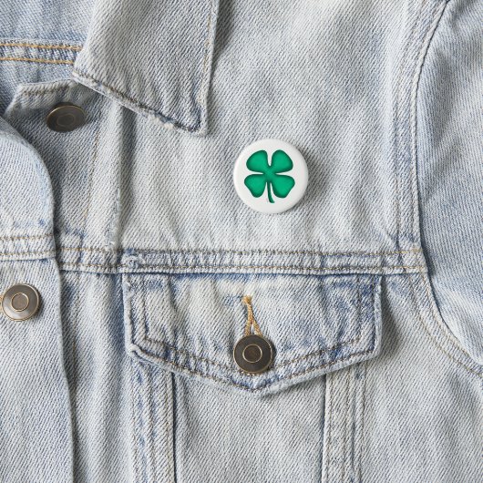 Lucky 4 Leaf Irish Clover-toets Ronde Button 3,2 Cm (In situ)