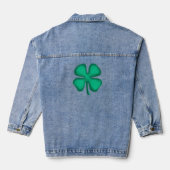 Lucky 4 Leaf Irish Clover vrouwen denim jas Denim Jacket (Achterkant)
