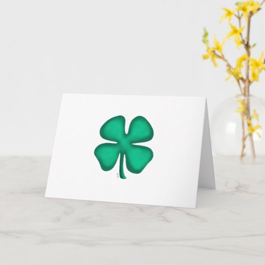 Lucky 4 Leaf Irish Clover wenskaart (horiz) Kaart (Gele Bloem)