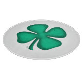 Lucky 4 Leaf Irish Clover wht glass cutting board Snijplank (Hoek)