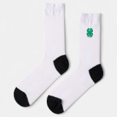 Lucky 4 Leaf Irish Clover witte premium sokken (Links)