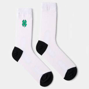 Lucky 4 Leaf Irish Clover witte premium sokken