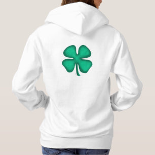 Lucky 4 Leaf Irish Clover women white hoodie terug