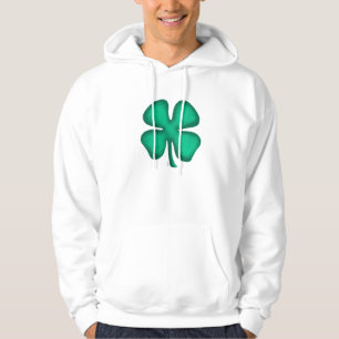 Lucky 4 Leaf Irish Cover white hooded sweatshirt