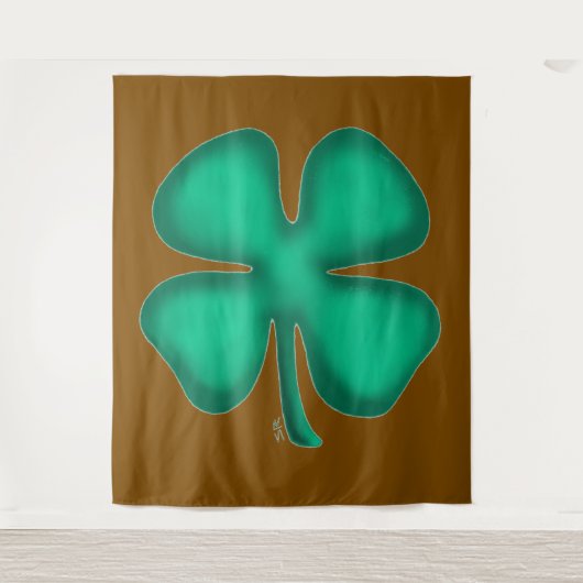 Lucky 4 Leaf Irlandais Clover tapisserie brun (Devant)