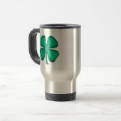 Lucky 4 Leaf Irlandais Clover tasse voyage inoxyda (Devant gauche)