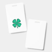 Lucky 4 Leaf Trèfle Irlandais badge blanc vertical (Avant & arrière)