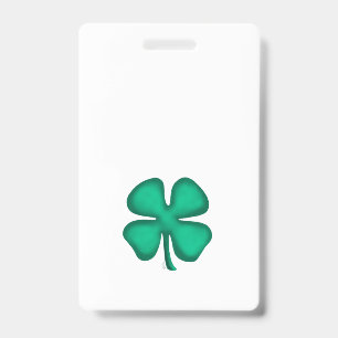 Lucky 4 Leaf Trèfle Irlandais badge blanc vertical