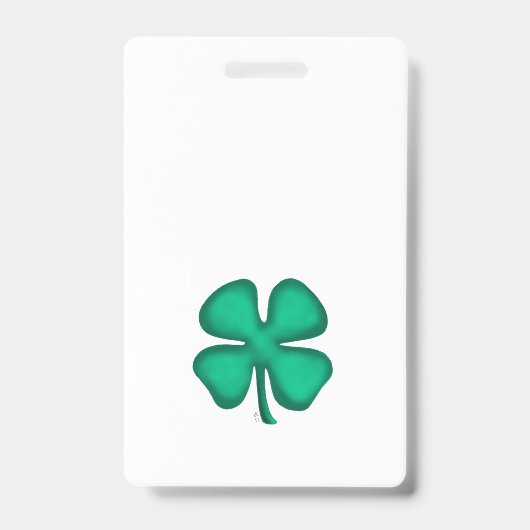Lucky 4 Leaf Trèfle Irlandais badge blanc vertical (Avant)