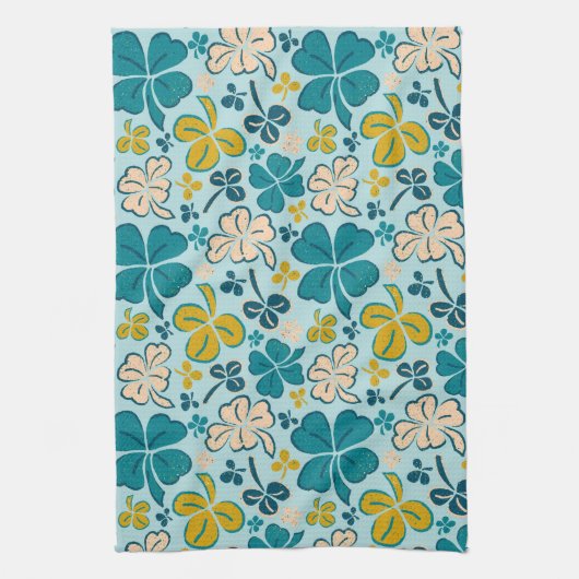 Lucky 4 Leaves Shamrocks Clover St. Patrick's Day Theedoek (Verticaal)