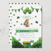 Lucky 4 Patrick's Day verjaardagsfeestje uitnodigi Kaart (Voorkant / Achterkant)