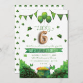 Lucky 6 Patrick's Day Anniversaire Fête Invitation (Devant / Derrière)