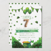 Lucky 7 Patrick's Day Anniversaire Fête Invitation (Devant / Derrière)