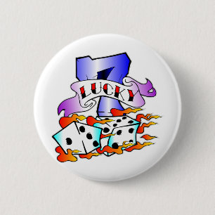 Lucky 7 w/Dice Ronde Button 5,7 Cm