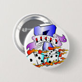 Lucky 7 w/Dice Ronde Button 5,7 Cm (Voorkant /achterkant)