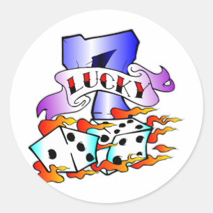 Lucky 7 w/Dice Ronde Sticker