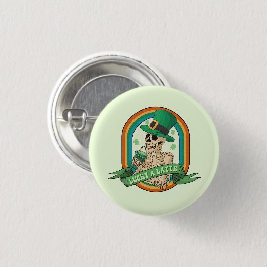 Lucky A Latte Ronde Button 3,2 Cm (Voorkant /achterkant)