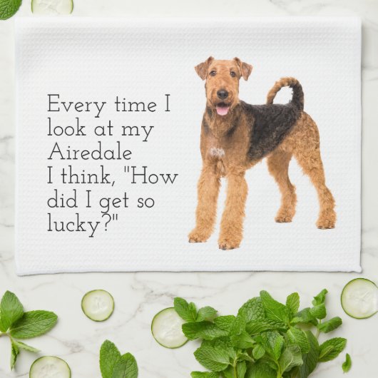 Lucky Airedale Theedoek (Gevouwen)