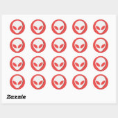 Lucky Alien (rood) Ronde Sticker (Vel)