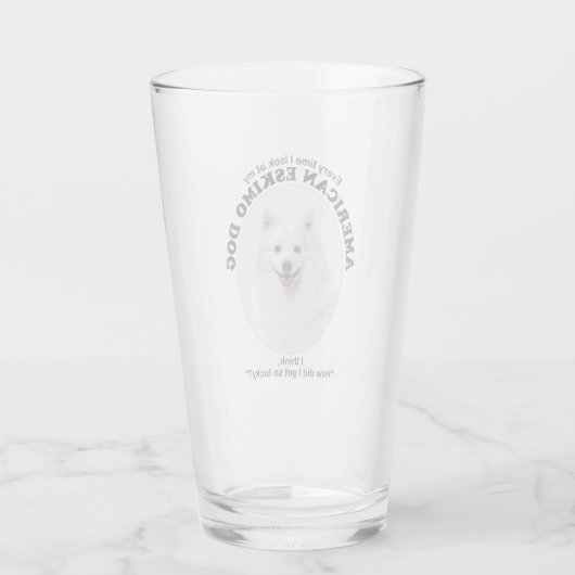 Lucky American Eskimo Dog Glas (Achterkant)