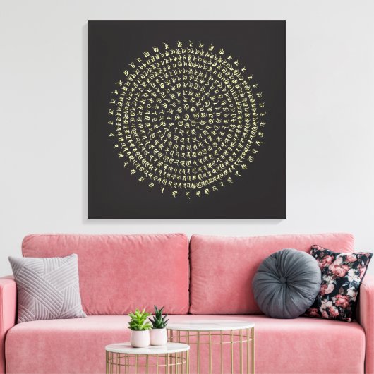 Lucky Ancient Sanskriet Mantra Canvas Afdruk (Insitu (Woonkamer))