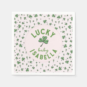 Lucky Baby Roze en Groene Klavers St Patrick's Day Servet