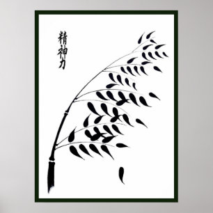Lucky Bamboo print Japans Kanji Spiritueel Streng