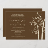 Lucky Bamboo Wedding Invitation - Bruin Kaart (Voorkant / Achterkant)