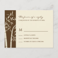 Lucky Bamboo Wedding RSVP-kaart - Bruin