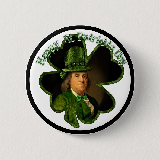 Lucky Ben Franklin St Patrick's Day Ronde Button 5,7 Cm (Voorkant)