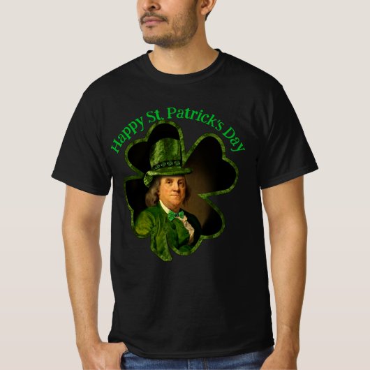 Lucky Ben Franklin St. Patrick's Day T-shirt (Voorkant)
