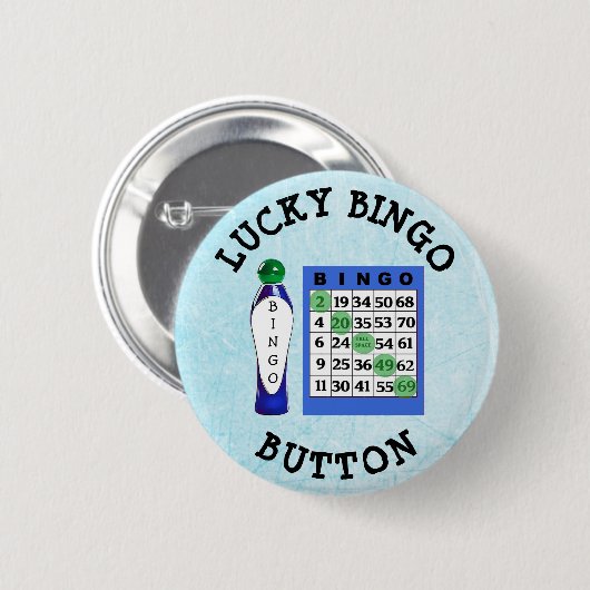 Lucky BINGO Button Blue Kaarten Button (Voorkant /achterkant)