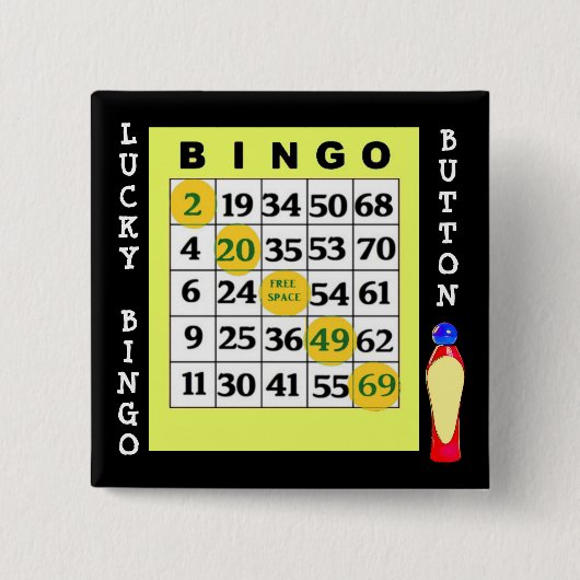 Lucky BINGO Button Green Cards Button (Voorkant)