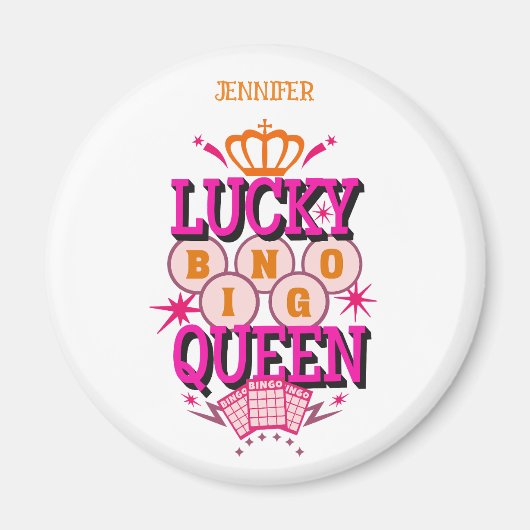 Lucky Bingo Queen/editable name Magneet (Voorkant)