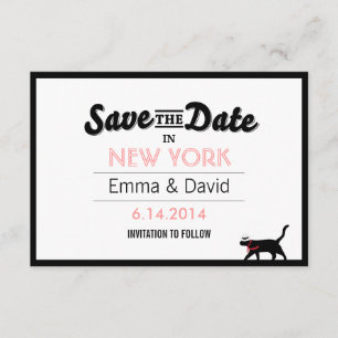 Lucky Black Cat Bold Border Save the Date Cards