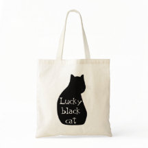 Lucky Black Cat Canvas tas