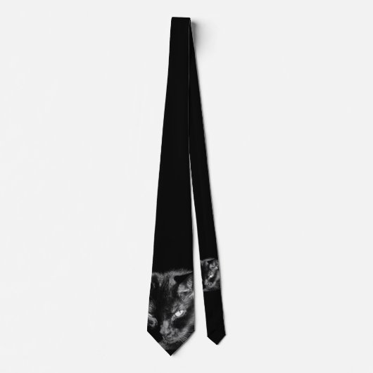 Lucky Black Cat kijkt naar je Stropdas (Voorkant)