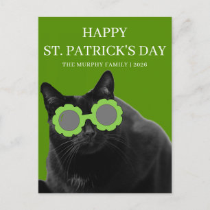 Lucky Black Cat Klaver St. Patrick's Dag Feestdagenkaart