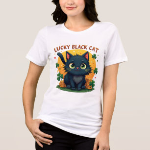 Lucky Black Cat: St. Patrick's Day Klaver & Coins Tri-Blend Shirt