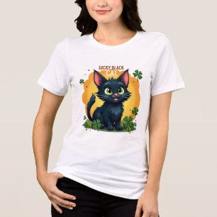 Lucky Black Cat: St. Patrick's Day Klaver & Coins Tri-Blend Shirt