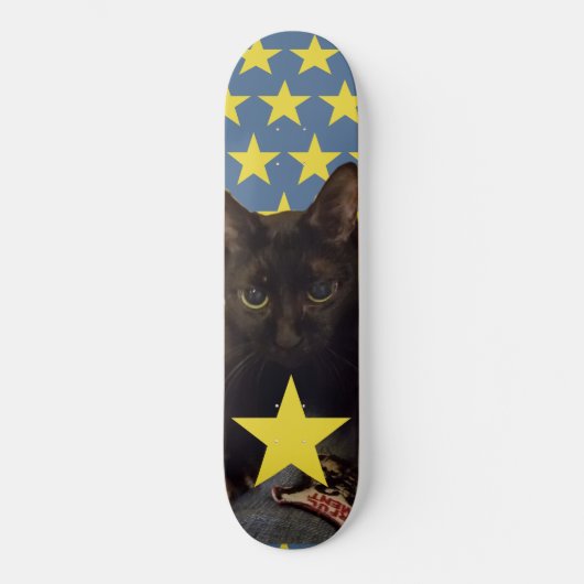 Lucky Black Cat w/Stars Skateboard (Voorkant)