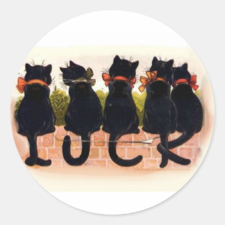 Lucky Black Cats Ronde Sticker