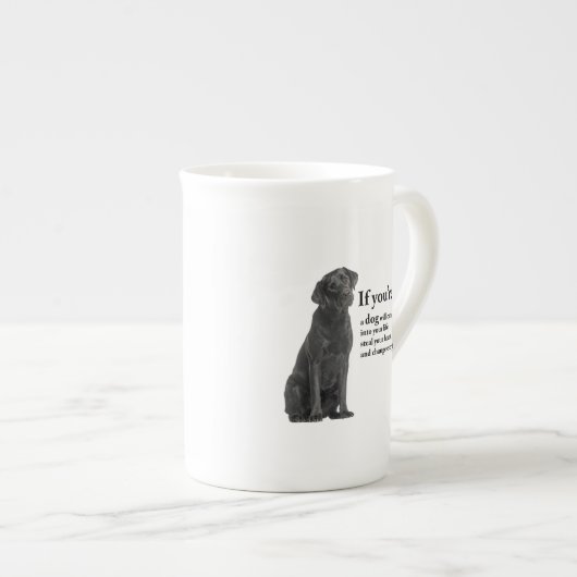 Lucky Black Lab Bone China Mok (Voorkant rechts)