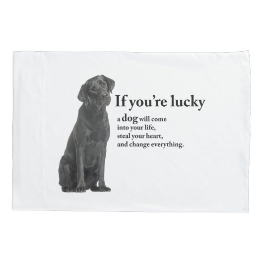 Lucky Black Lab Kussensloop (Achterkant)