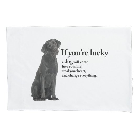 Lucky Black Lab Kussensloop (Voorkant)