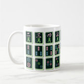 Lucky Blue Eight Wheel Mahjong Tile Koffiemok (Links)