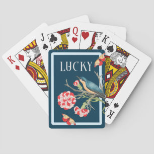 Lucky Blue Songbird & Red Anjers Pokerkaarten